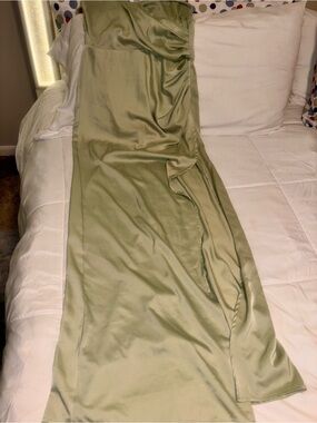 SHEIN Olive Satin Slip Dress